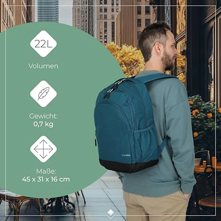travelite Kick Off Rucksack 45 cm, petrol – Bild 4