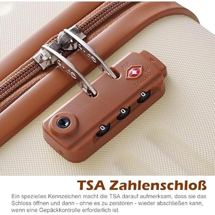 COOLIFE Koffer Set 3-TLG: Großkoffer + Reisetasche, ABS Hartschale, TSA-Schlösser, 360° Räder, Grau/Rosa – Bild 5