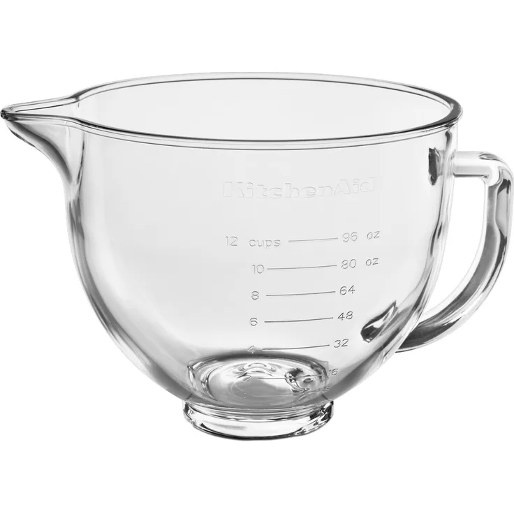 KitchenAid Glas Rührschüssel 4,7 Liter 5KSM5GB mit Silikondeckel, transparent