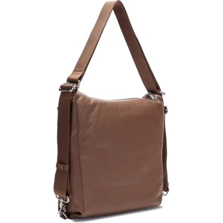 Mandarina Duck Mellow Leather Shoulderbag, Damen Umhängetasche aus hochwertigem Rindsleder, braun, mit Rucksackfunktion und verstellbaren Schultergurten – Bild 2