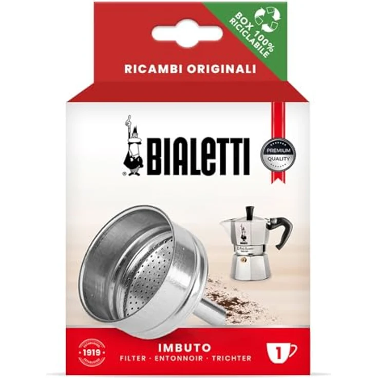 Bialetti Ricambi, Funnel Filter für 1 Tasse, kompatibel mit Moka Express, Fiammetta, Break, Happy, DAMA, Mini Express und Rainbow