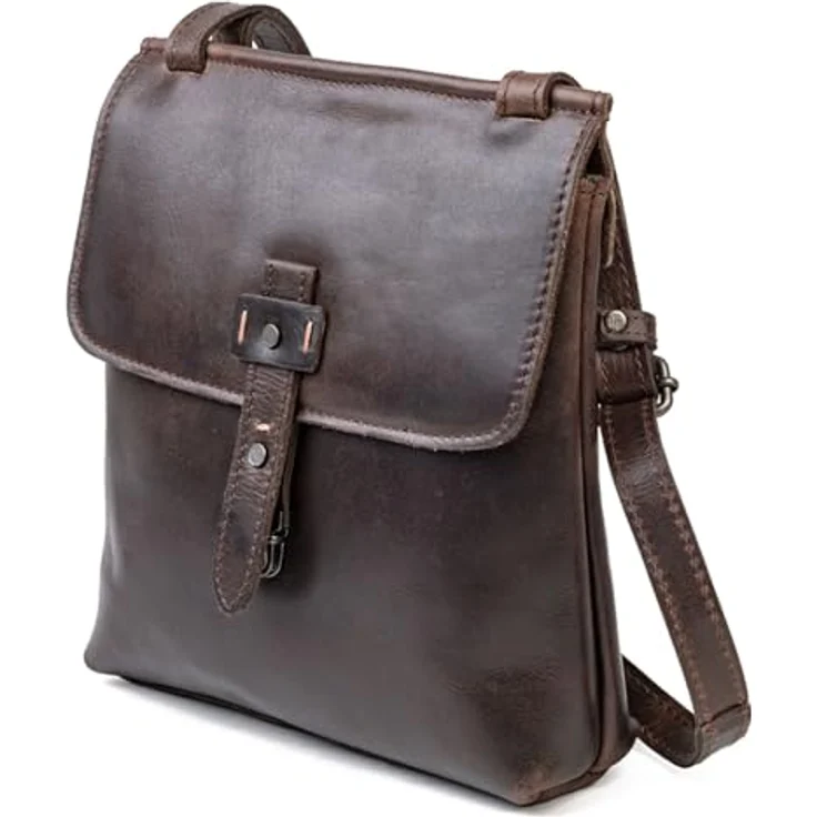 Harold's Aberdeen Handbag upend M, rustikale Umhängetasche aus pflanzlich gegerbtem Rindleder, Braun, 21 x 6 x 21 cm – Bild 2
