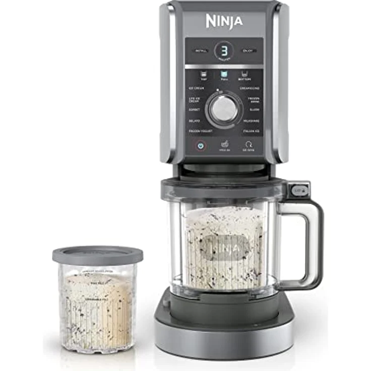 Ninja NC501 CREAMi Deluxe, 11-in-1 Eismaschine mit 2 XL Pint-Behältern, individuell anpassbare Frozen Leckereien, Silber – Bild 1