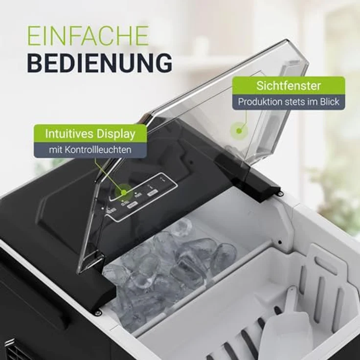 Juskys Eiswürfelmaschine IceOracle, Schwarz, 2 Größen, bis zu 12 kg pro Tag, mit Selbstreinigungsfunktion – Bild 5