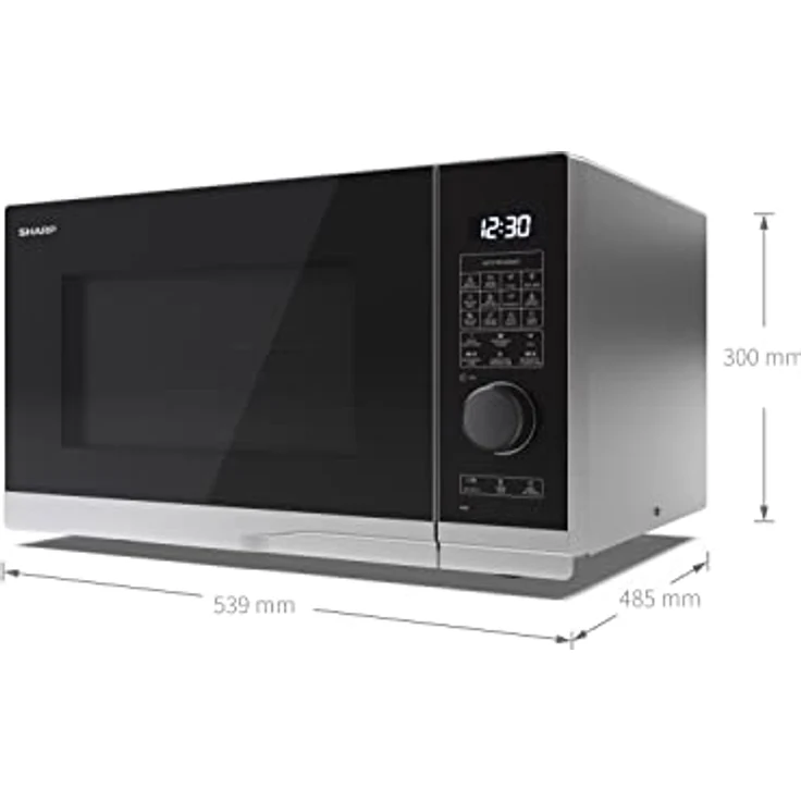 SHARP PC284AES Mikrowelle mit Grill und Konvektion (Heißluft) (Mikrowelle: 900W, Grill: 1250W, Heißluft: 2200W, 10 Leistungsstufen, Auftaufunktion, Abmessungen: 539x300x485cm), silber – Bild 2