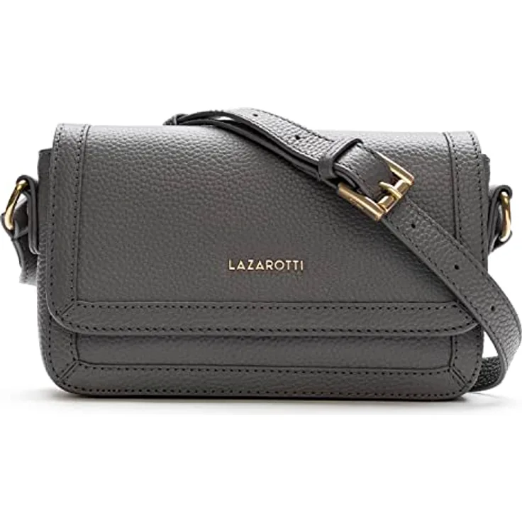 Lazarotti Umhängetasche Bologna Leather, Leder mit Reißverschluss- und Steckfach, verstellbarem Schulterriemen, braun