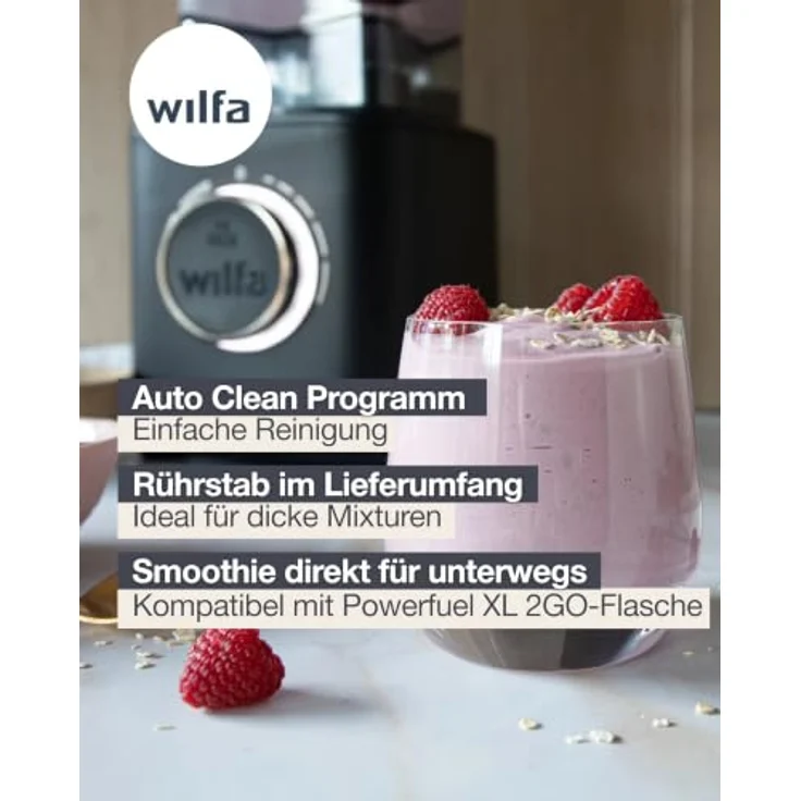 Wilfa Powerfuel 1800 Blender, Standmixer mit 1800W Motor, 27.000 U/min, 1,8L Tritan-Gefäß, Schwarz – Bild 7