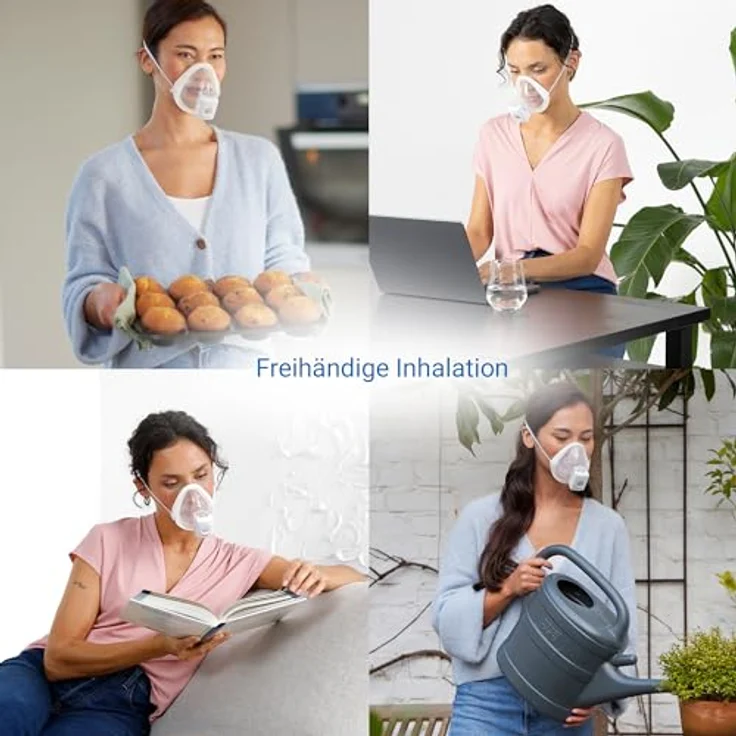 Medisana IN 700 Inhalator mit Akku, tragbar und kabellos, Vernebler mit Mesh Technologie, für freihändige Inhalation, Mundstück und Maske, blau – Bild 5