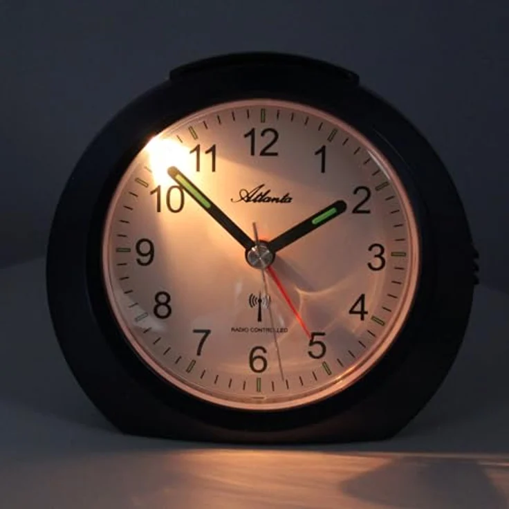 Atlanta Funkwecker 1856/5, geräuschlos mit Snooze-Funktion und Zifferblattbeleuchtung, blau – Bild 3
