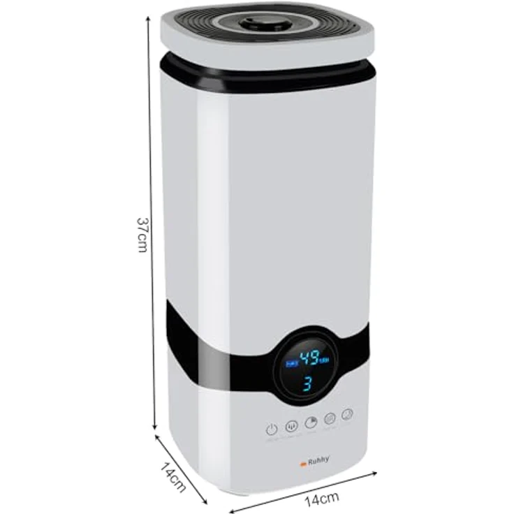 Ruhhy Luftbefeuchter mit Hygrometer Ionisator Aromadiffusor Ätherische Öle Lavendel Meeresbrise Rosenduft Weiß 22739 – Bild 2