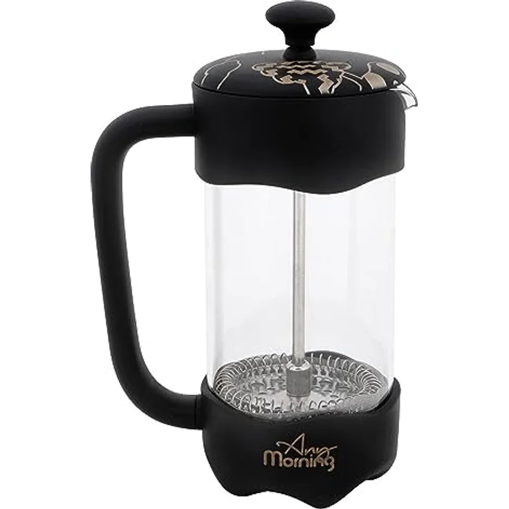 Any Morning FY92 French Press Kaffeebereiter | Kaffeekanne aus Edelstahl | Pressstempelkanne für frischen Filterkaffee | isolierte Kaffeepresse für Zuhause | Reisen | Camping | 350 Ml | Schwarz – Bild 1