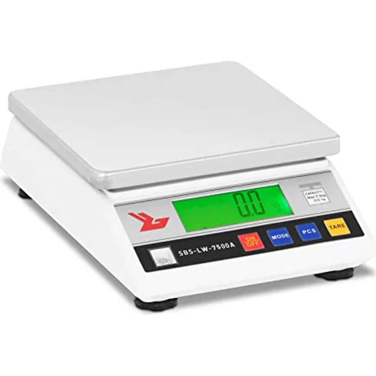 Steinberg Systems SBS-LW-7500A Feinwaage Präzisionswaage Digitalwaage (7500 g / 0,1 g, LCD Display, Edelstahl Wiegefläche 18x18 cm)