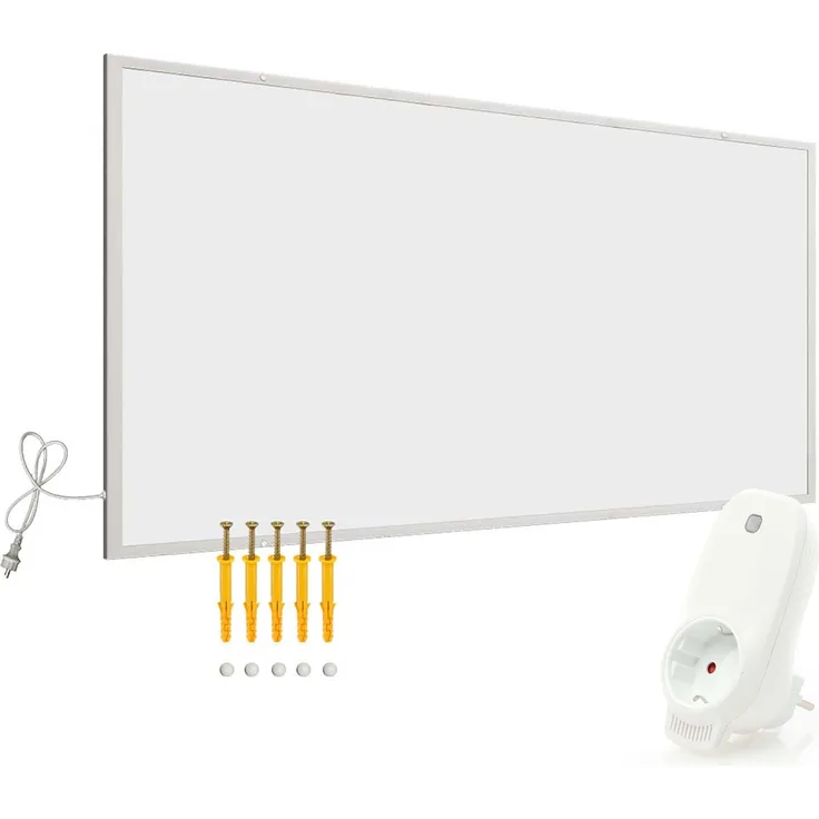 Wiltec Infrarotheizung 1050 Watt inkl. WLAN-Thermostat, energieeffizienter Heizkörper mit WLAN Steuerung, weiß