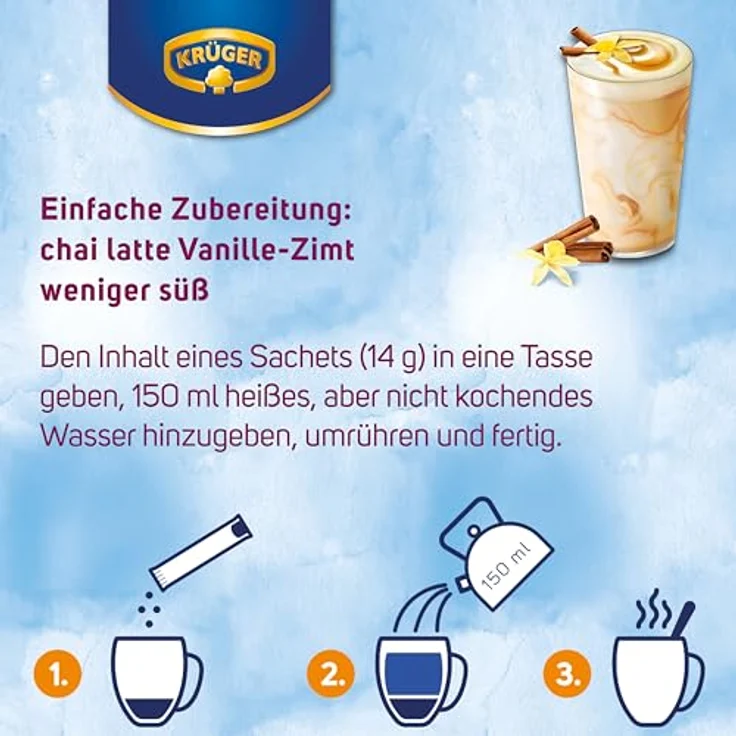 Krüger Chai Latte Vanille-Zimt Weniger Süß, 10 Portionen – Bild 4