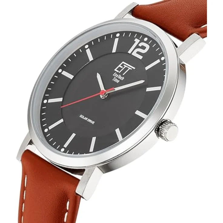 ETT Eco Tech Time Solar Herren Uhr Analog, Edelstahlgehäuse, braunes Zifferblatt, wasserdicht bis 5 Bar, umweltfreundlich – Bild 2