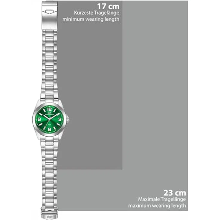Rhodenwald & Söhne Damen Uhr 10010410, analog Quarzwerk mit grünem Zifferblatt, Edelstahl Gliederarmband in Silber, wasserdicht bis 10 ATM – Bild 2