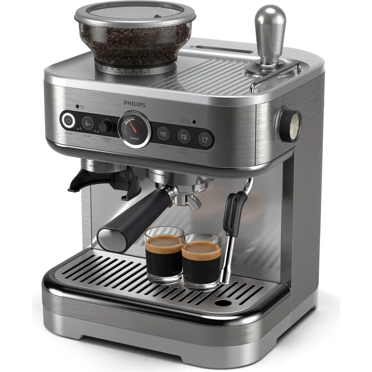 Philips PSA3218/01 Espressomaschine mit 2,5 l Wassertank, 1350 W, integriertem Mahlwerk und 58-mm-Edelstahl-Siebträger