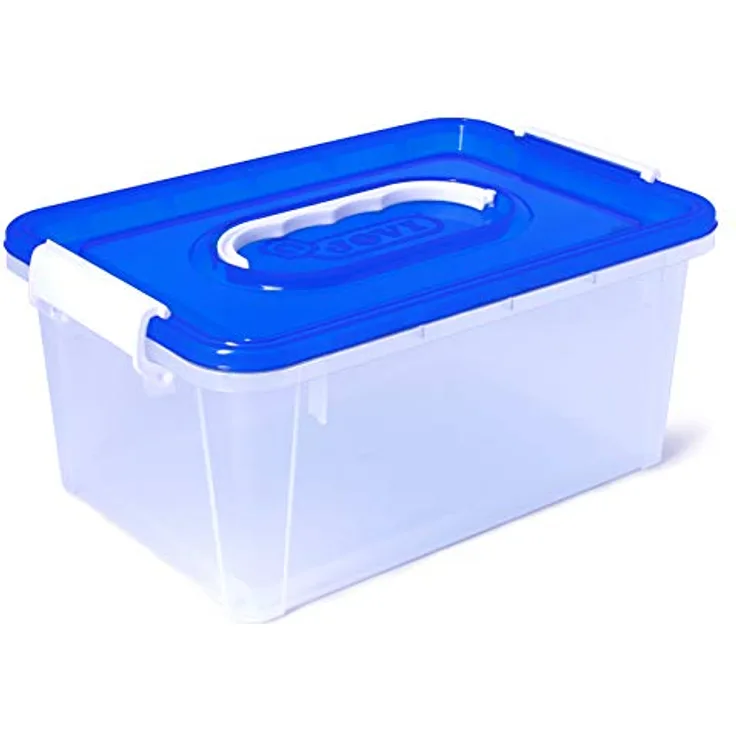 Jovi Baul almacenaje escolar_lote de 6 cajas apilables (477V06) Aufbewahrungsbox, Transparent mit blauem Deckel
