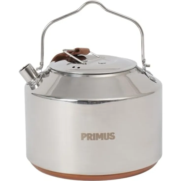 Primus Lagerfeuerkessel 1,5 l, Edelstahl Wasserkocher mit Kupferboden für optimale Wärmeverteilung, abnehmbarer Deckel