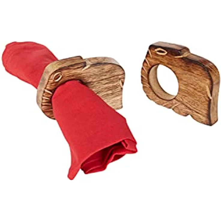 MARRAKESCH 6er Set Serviettenhalter Serviettenringe aus Holz kiran xxcm groß braun | Elefant Serviettenschnalle für Weihnachten Bankett Hochzeit handgefertigt als Tischdeko auf den gedeckten Tisch – Bild 2