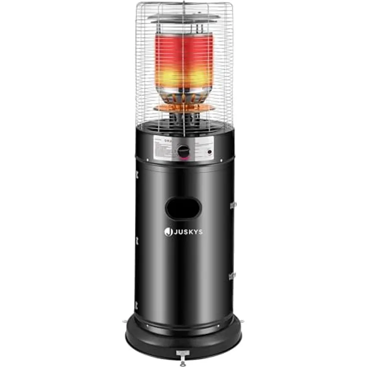 Juskys Outdoor Heizstrahler Cuna mit 11 kW Gas-Brenner - Heizpilz Terrassenheizer mit Gas für Terrasse Balkon und Garten - für 5 und 11 kg Gasflaschen