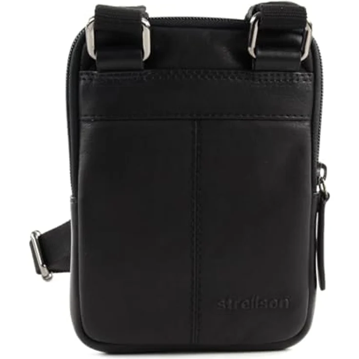 Strellson Hyde Park ShoulderBag XSVZ1, minimale Umhängetasche aus genarbtem Rindleder, schwarz, verstellbarer Schultergurt – Bild 3