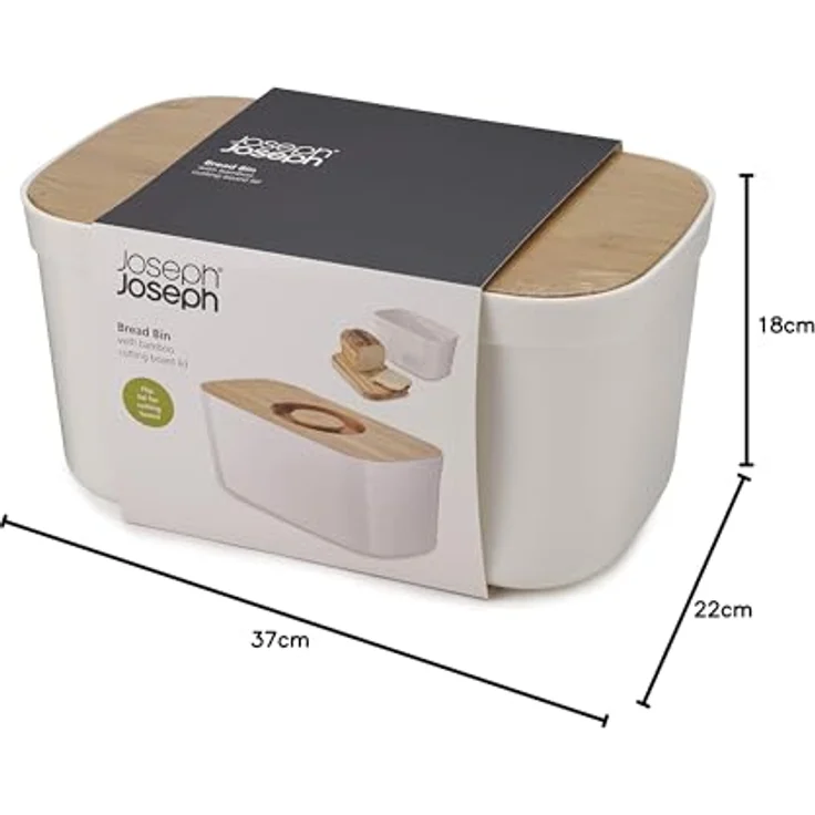 Joseph Joseph Bread Bin - Brotkasten mit integriertem Schneidebrett - weiß – Bild 5