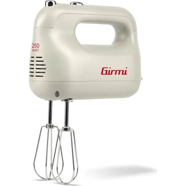 Girmi Handmixer SB43, 250 W Handrührgerät mit 5 Geschwindigkeitsstufen, Edelstahl-Rührbesen & Knethaken, Creme – Bild 3
