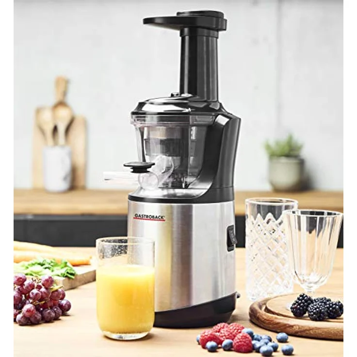 GASTROBACK 40145 Slow Juicer Advanced Vital, starker 150 Watt Motor mit 70 Umdrehungen-min, Press-Schnecke mit verstärktem Edelstahlkern, besonders leise, Edelstahl, schwarz, silber – Bild 6