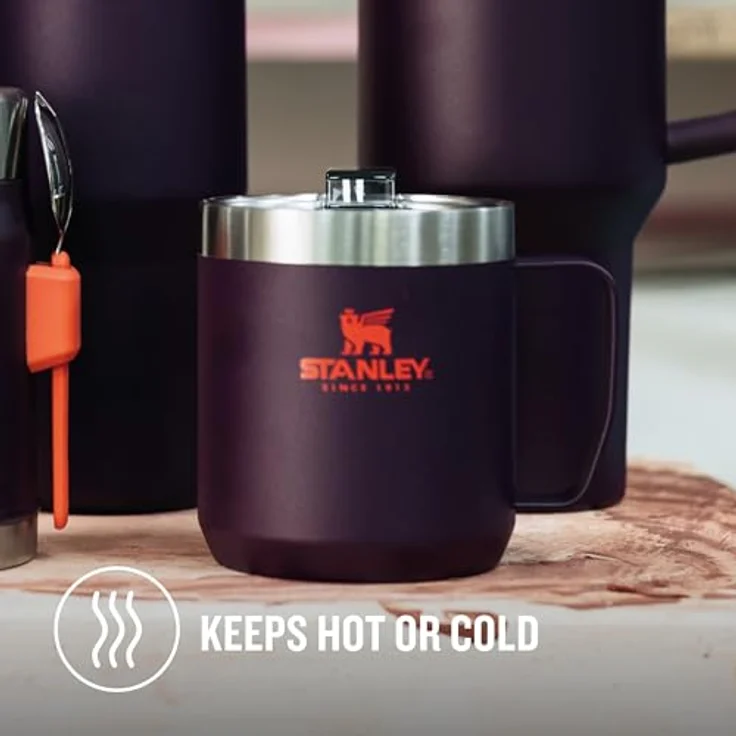 Stanley Classic Legendary Camp Mug, Thermobecher 354 ml, Edelstahl, hält 1.5 Stunden heiß, 3 Stunden kalt, BPA-frei, spülmaschinenfest, Plum – Bild 3