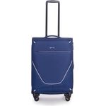 Stratic Strong Koffer Weichschale Reisekoffer Trolley Rollkoffer Handgepäck, TSA Kofferschloss, 4 Rollen, Erweiterbar, Größe M, Navy