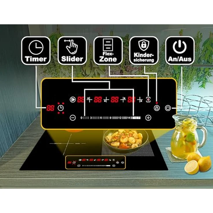 Acopino Induktionskochfeld KMI4F – 4-Zonen Kochfeld | Flexzone | Touch-Bedienung | Timer-Funktion | Kindersicherung | Power Booster | Glaskeramik | Einbau-Kochfeld | Energieeffizient – Bild 2