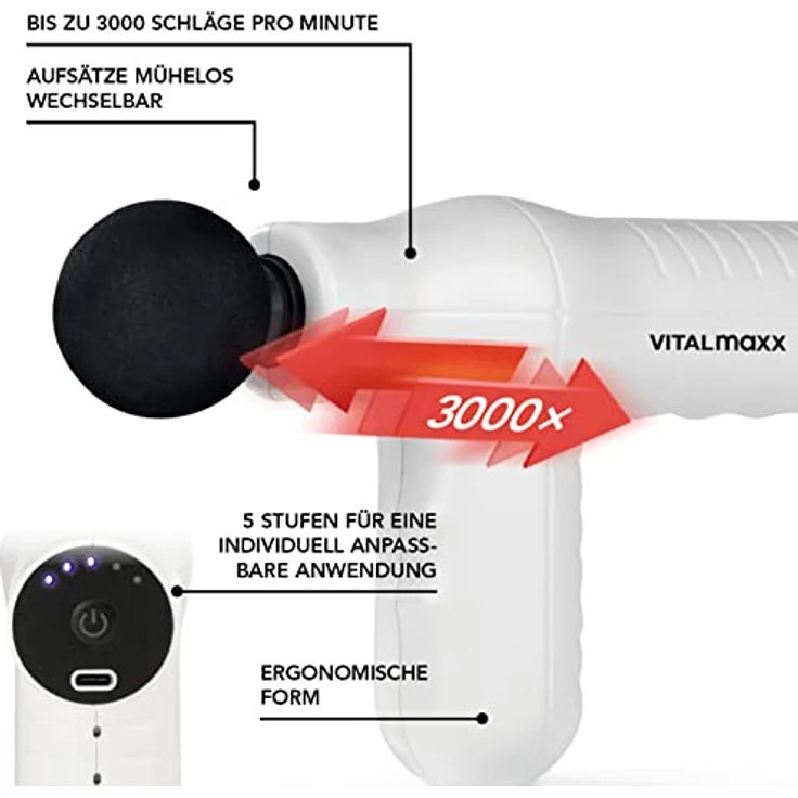 VITALmaxx Mini Massage Gun Smart Grip Weiß – Bild 4