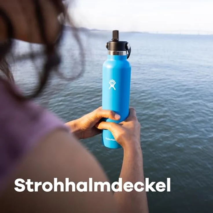 Hydro Flask Standard Mouth Trinkflasche 621ml (21 oz) mit Strohdeckel - Edelstahl, Vakuumisoliert, Auslaufsicher - Heiß & Kalt - Agave – Bild 4