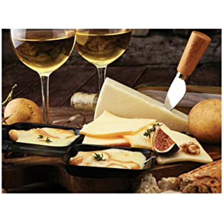 H.Koenig RP80 Raclette-Gerät - 8 Personen - Naturstein und Grillplatte - mit Pfännchen - 900 W - schwarz – Bild 4