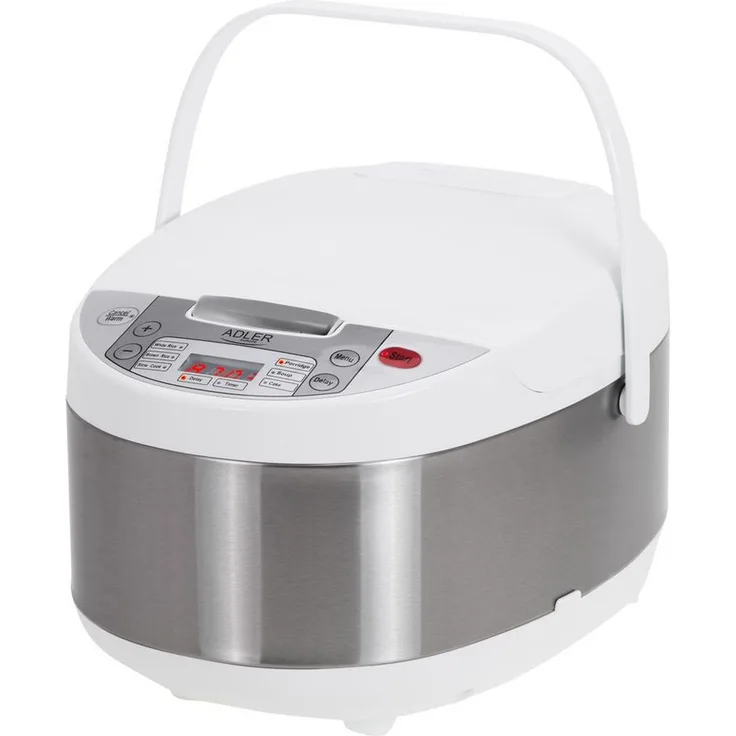 Adler Multikocher AD 6420, 6 Programme, 700W, Reiskocher, Dampfgarer, Schongarer, weiß, silber
