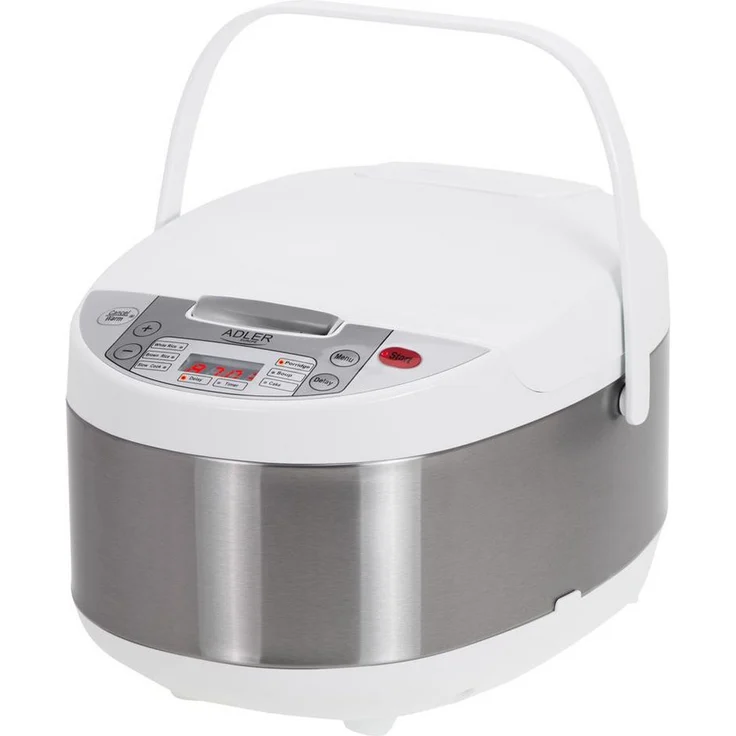 Adler Multikocher AD 6420, 6 Programme, 700W, Reiskocher, Dampfgarer, Schongarer, weiß, silber – Bild 1