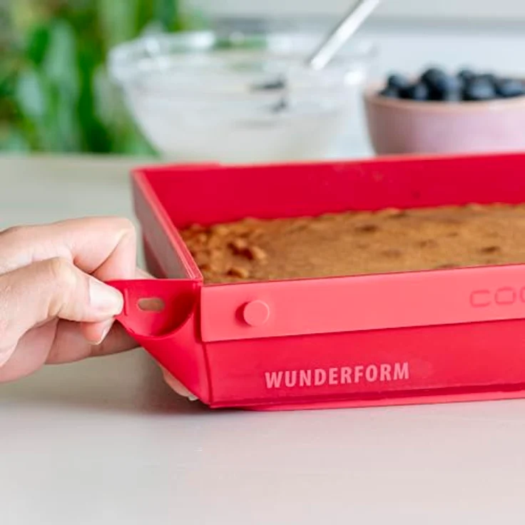 coox WUNDERFORM Frame SQ, faltbare Silikon Kastenform in Rot, 2,2 Liter Volumen, antihaftbeschichtet, spülmaschinenfest, für Kuchen, Brot und Aufläufe – Bild 3