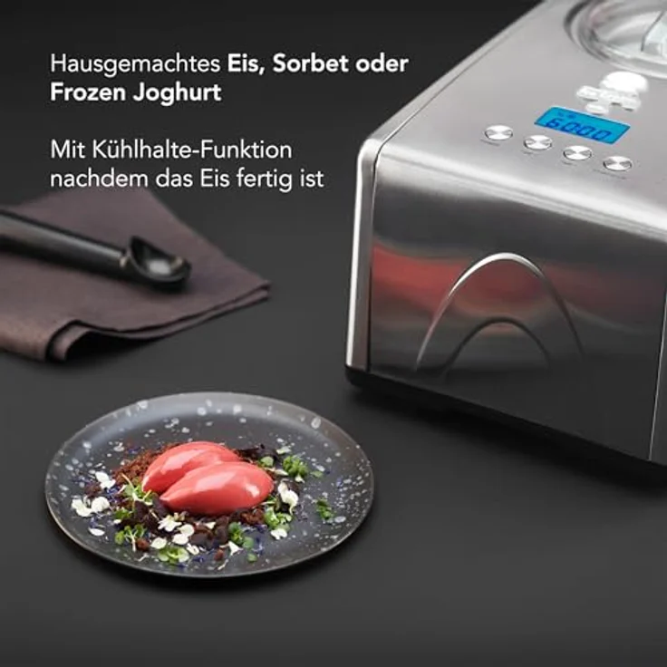 WILFA ICMS-C15 VANILLA Eismaschine mit Kompressor, 150W, Eis, Sorbet und Frozen Yoghurt, 1,5 Liter Fassungsvermögen, mit Kompressor, silber – Bild 5