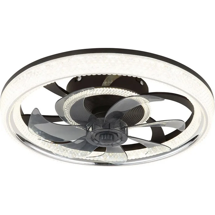 GLOBO LIGHTING Deckenventilator, runder Deckenventilator mit LED dimmbar, Fernbedienung, Timer, schwarz, 50 cm, 2700-6000K