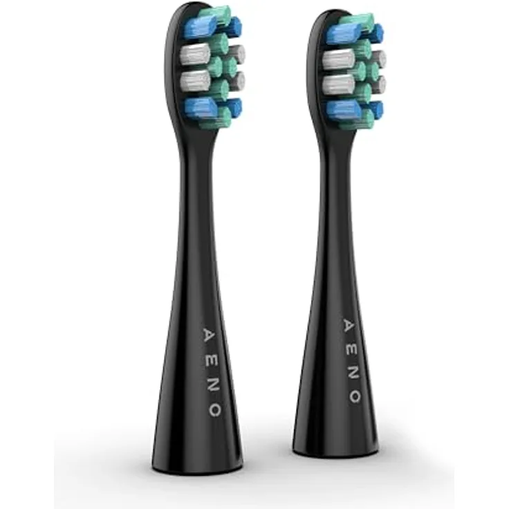 AENO Ersatzzahnbürstenköpfe ADBTH2-1, Schwarz, Duplex-Borsten, 2 Stück im Set für ADB0002S/ADB0001S, ultraweich und effektiv zur Zahnfleischgesundheit