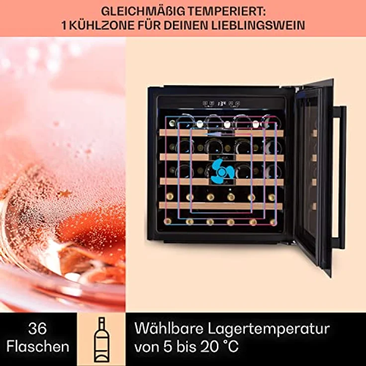 Klarstein Vinsider 36 Built-In Uno Weinkühlschrank, Einbau, edelstahl onyx, 36 Flaschen, Energieklasse G – Bild 4