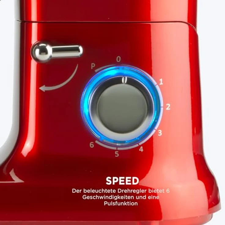 BOURGINI Küchenmaschine - Classic Kitchen Chef - Küchenmixer - Küchenroboter mit 4,5 Liter Fassungsvermögen, 1300-Watt-Motor (Rot) – Bild 5