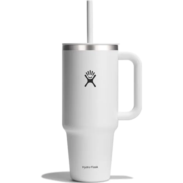 Hydro Flask Travel Tumbler Thermobecher 1180 ml (40 Oz) - Doppelwandige Vakuumisolierung - Spritzwassergeschützter Deckel - White
