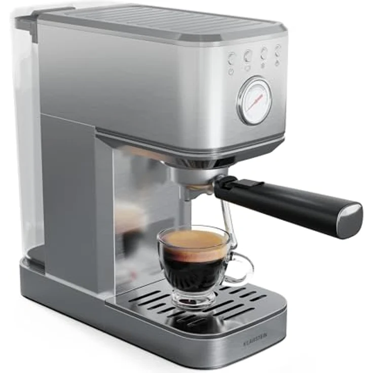 Klarstein SteelPresso Slim Siebträgermaschine – 20-Bar, 1350W, Edelstahl, 1,2L Wassertank, Dampfdüse, Kompakt, Einfache Bedienung, Espressomaschine, Siebträger – Bild 1