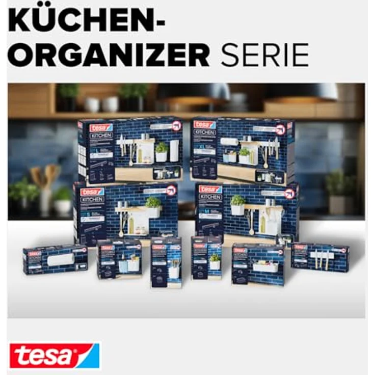 tesa Küchenrollenhalter, selbstklebender Wandrollenhalter, Komplett-Set mit Adapter und Wasserwaage, Montage ohne Bohren, max. 5 kg belastbar – Bild 8