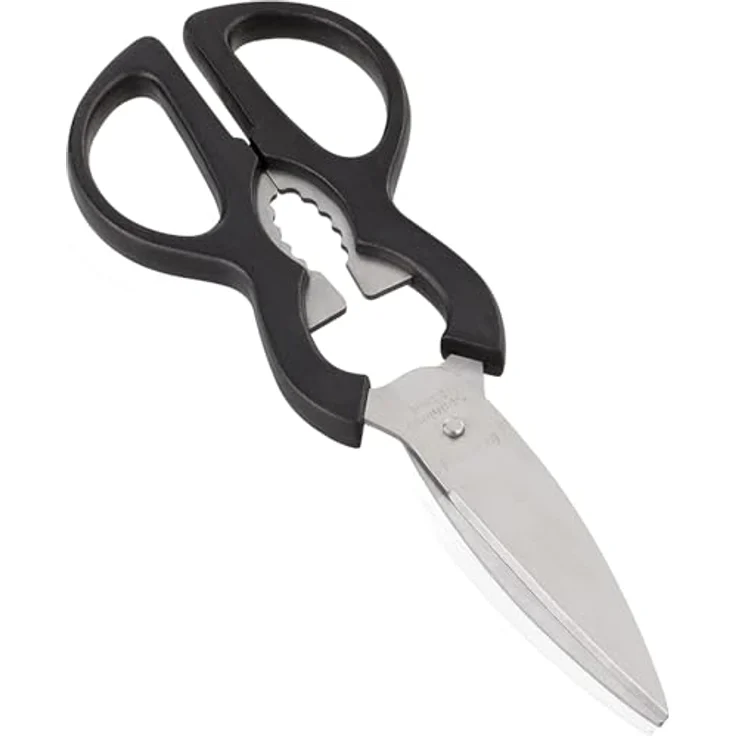 Leifheit Küchenschere mit scharfen Edelstahlklingen, Haushaltsschere 25 cm mit ergonomischen Griffen, rostfrei, Multifunktions-Küchenschere mit Nussknacker, Flaschenöffner und Schraubverschlussöffner – Bild 2