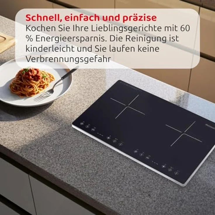 Melchioni Family Induktionskochfeld OBLIVION 2, 2 Kochzonen, Schwarzes Glas, Digitale Steuerung, Timer, Kindersicherung, Überhitzungsschutz, Maximalaufnahme 3300W – Bild 4