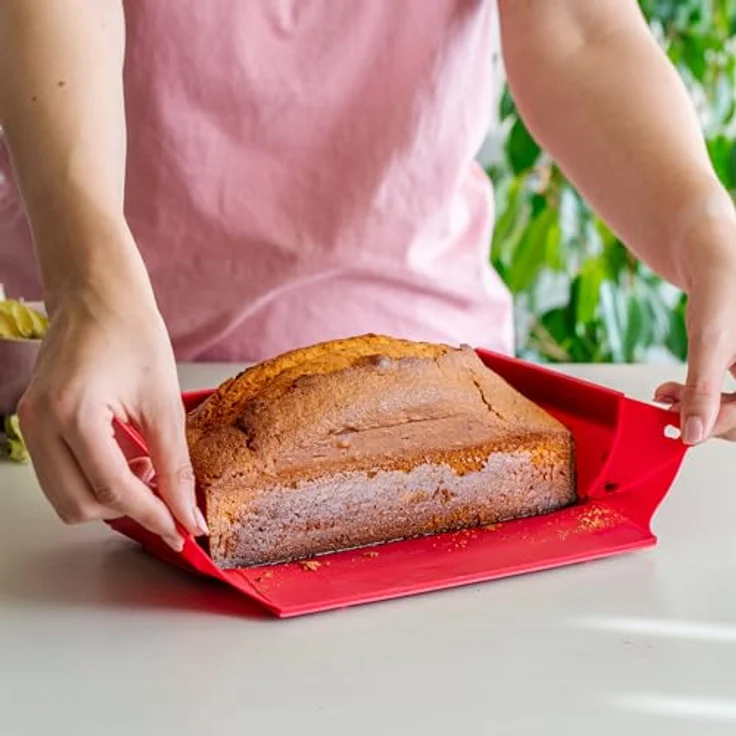 Coox Faltbare Silikon-Kastenform, Backform in Rot, ofenfest und spülmaschinengeeignet mit Antihaft-Oberfläche – Bild 3