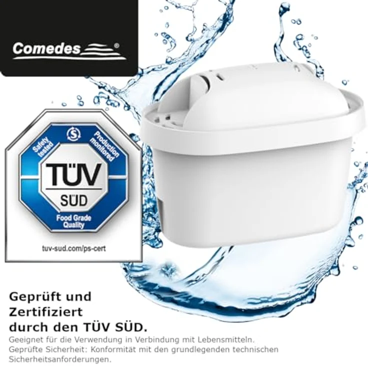 Comedes Filter-Kartusche einsetzbar statt Brita Maxtra Pro & Maxtra+, kompatibel mit Brita Wasserfilter-Kannen & Brita Flow, TÜV SÜD zertifiziert, BPA frei (18 Stück) – Bild 3
